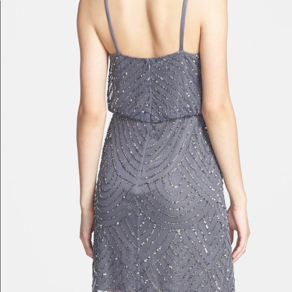New Adrianna Papell Sequin Blouson Dress- Gunmetal - Picture 2 of 2